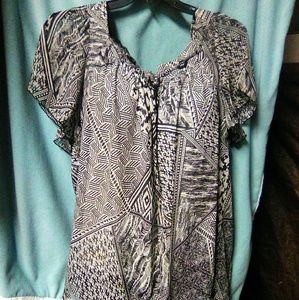 Avenue sheer short sleeve blouse